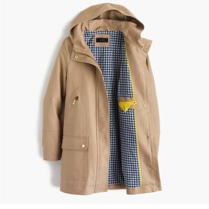 J. Crew Chateau Women's Beige Trench Coat Plaid Lining